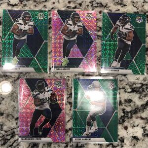 5 Seattle Seahawks Football‎ Card Lot Mosaic Prizm Locket Wagner Lynch Largent